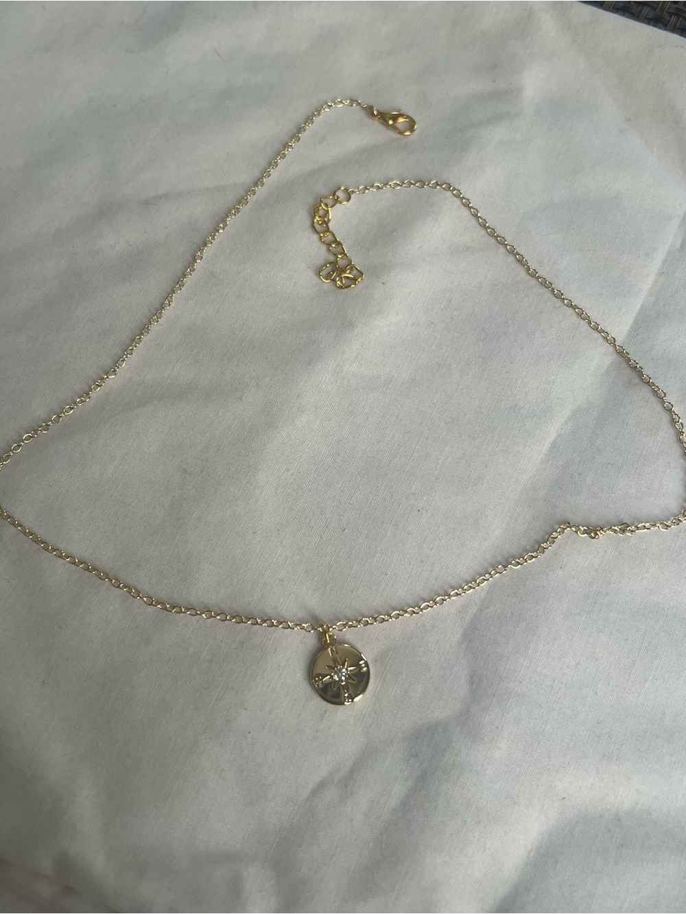 Gold plated compass necklace